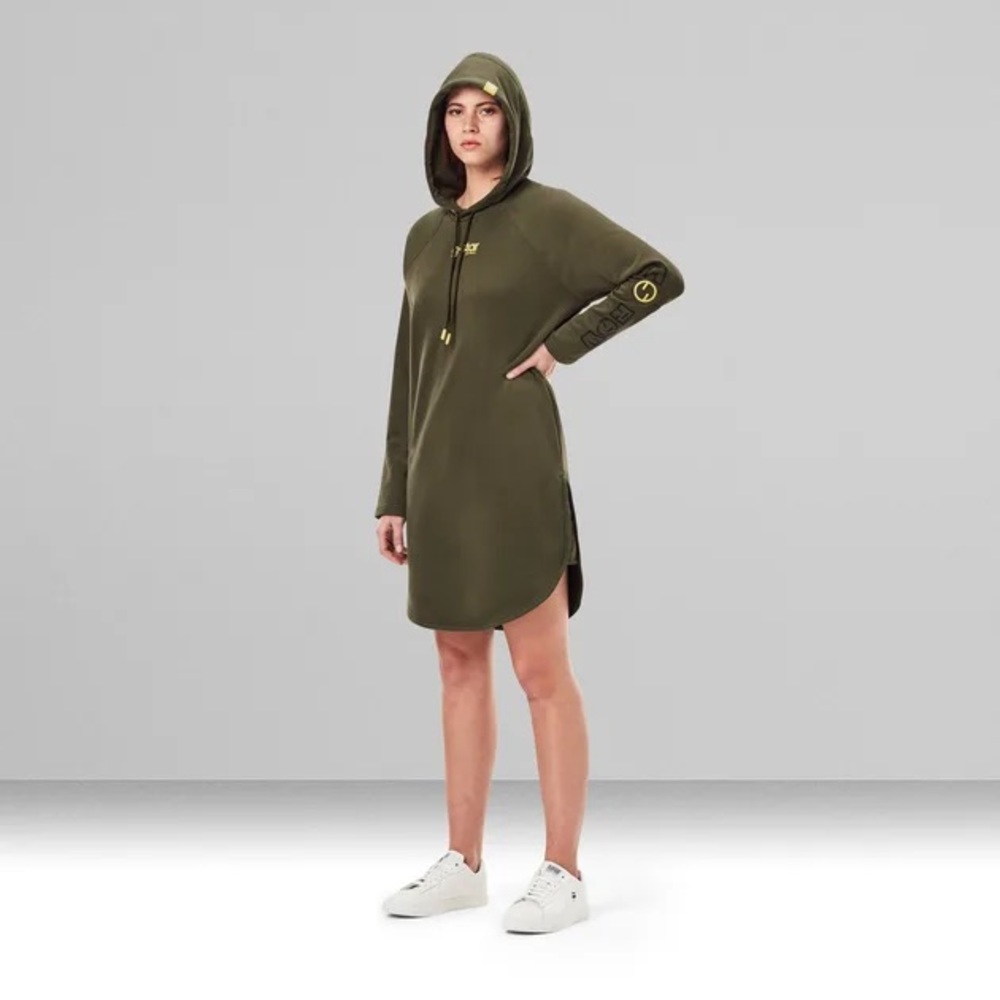 G-Star Raw Sleeve-Print Hooded Sweat Dress